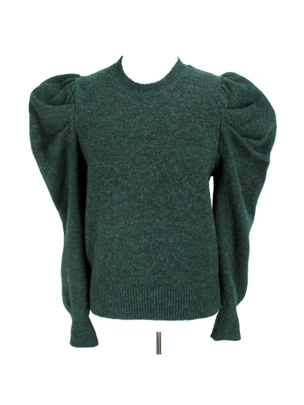 Astr The Label Nicola Puff Sleeve Sweater Womens Size L Green Crewneck Pullover